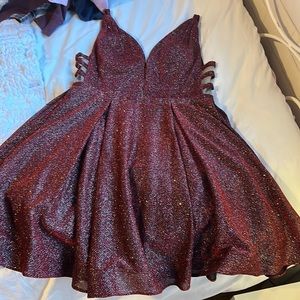 WORN ONCE, sparkly red short party dress padded bra